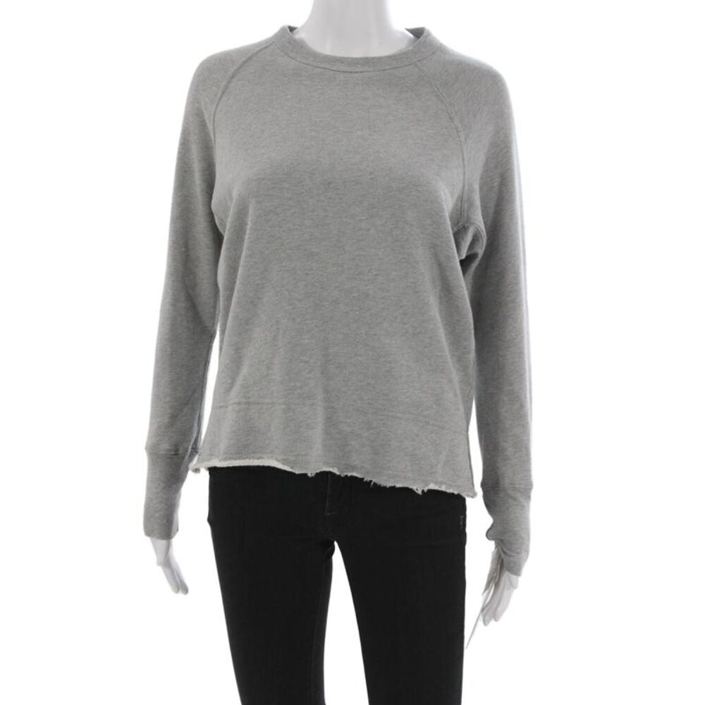 Pharaoh Womens Pullover Sweatshirt Gray Cotton Crew Neck Long Sleeve Size 2XS
